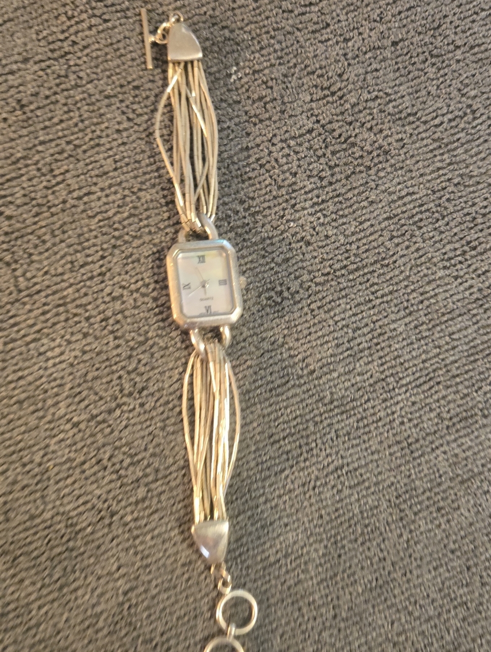 Silver Multi-Strand Square Face Bracelet Watch